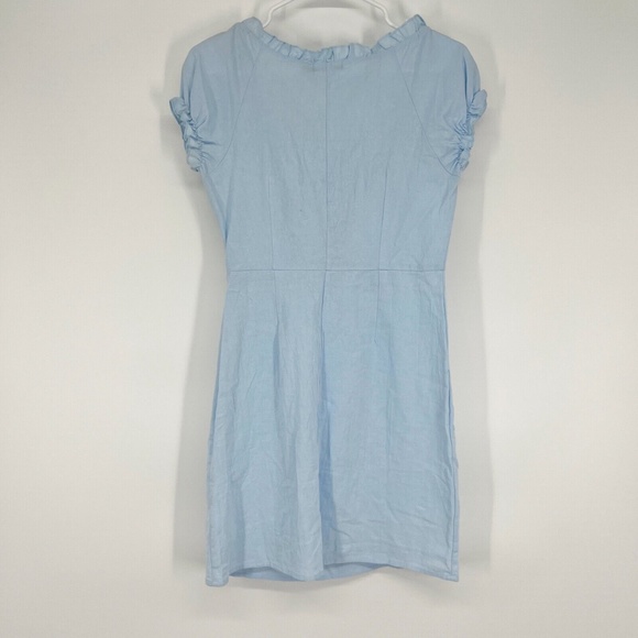 Nasty Gal Dress Chambray Lace Up Mini Short Sleeve - Picture 9 of 11